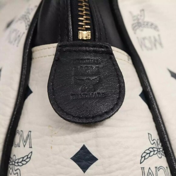 MCM Vicetos Logogram Shoulder Bag PVC Leather White Black gold Auth - Picture 11 of 16